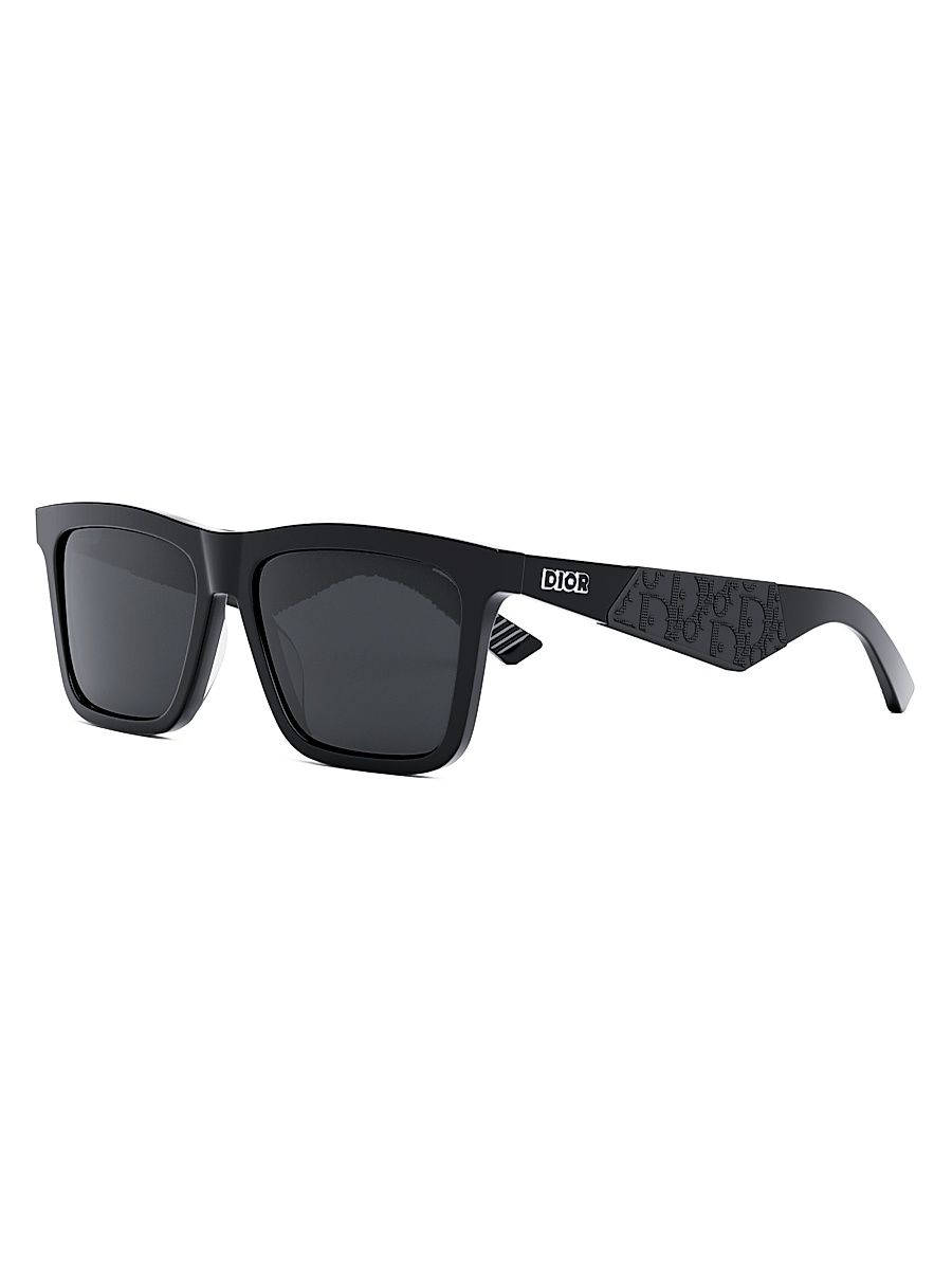 Men's DiorB27 S1I 56MM Mirrored Acetate Sunglasses - Black Smoke