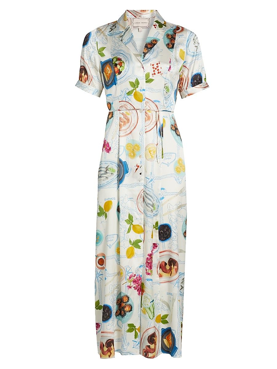 Women's Lampi Floral Silk-Blend Shirtdress - Patmos Print - Size 4