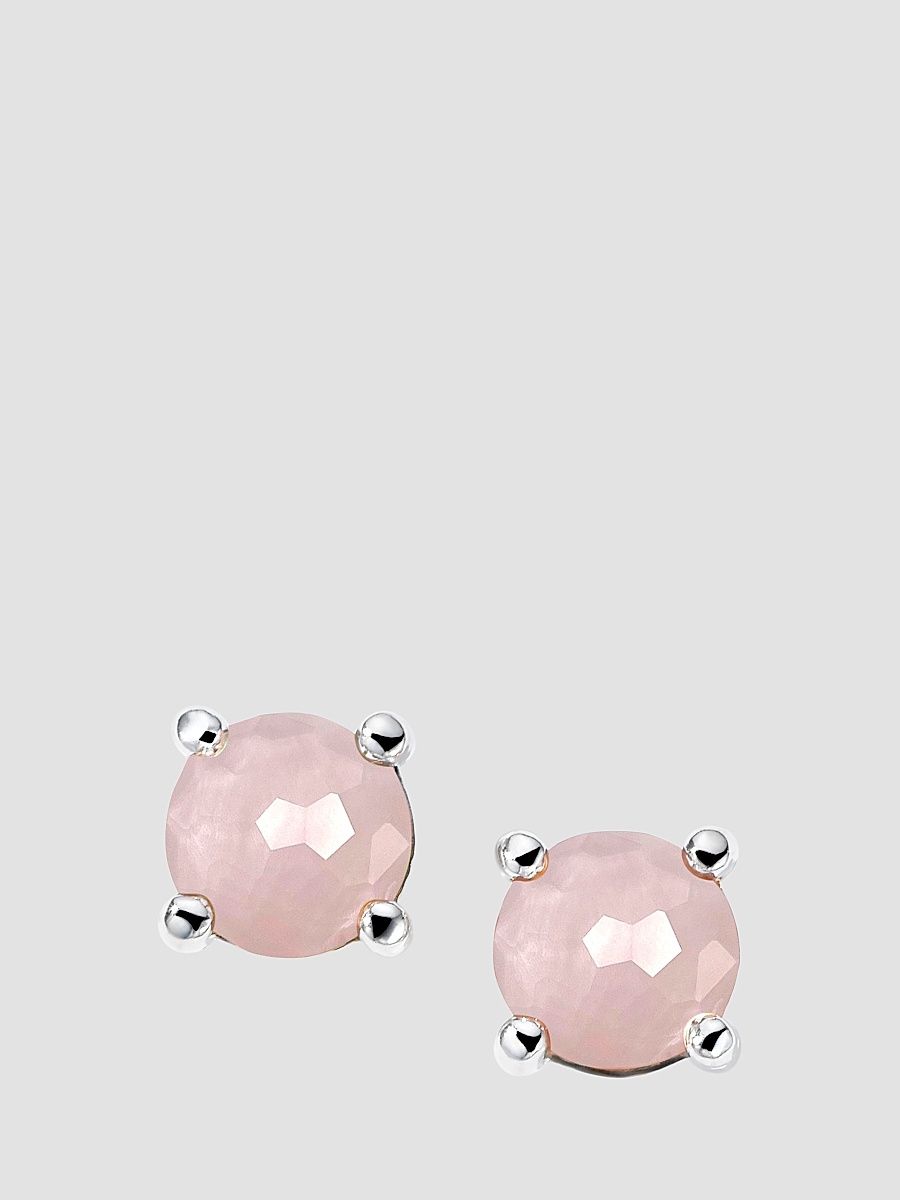 Women's Rock Candy Sterling Silver, Rose Quartz & Mother-Of-Pearl Doublet Mini Stud Earrings - Silver