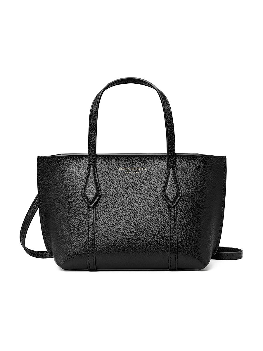 Women's Mini Perry Leather Tote Bag - Black