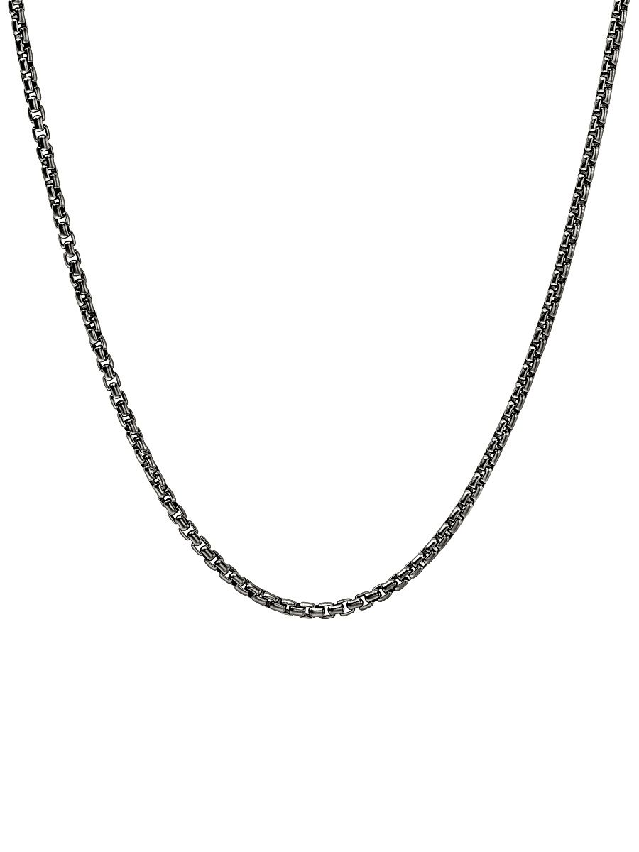 Men's Blackened Sterling Silver Box Chain Necklace/2.7MM - Silver - Size 20
