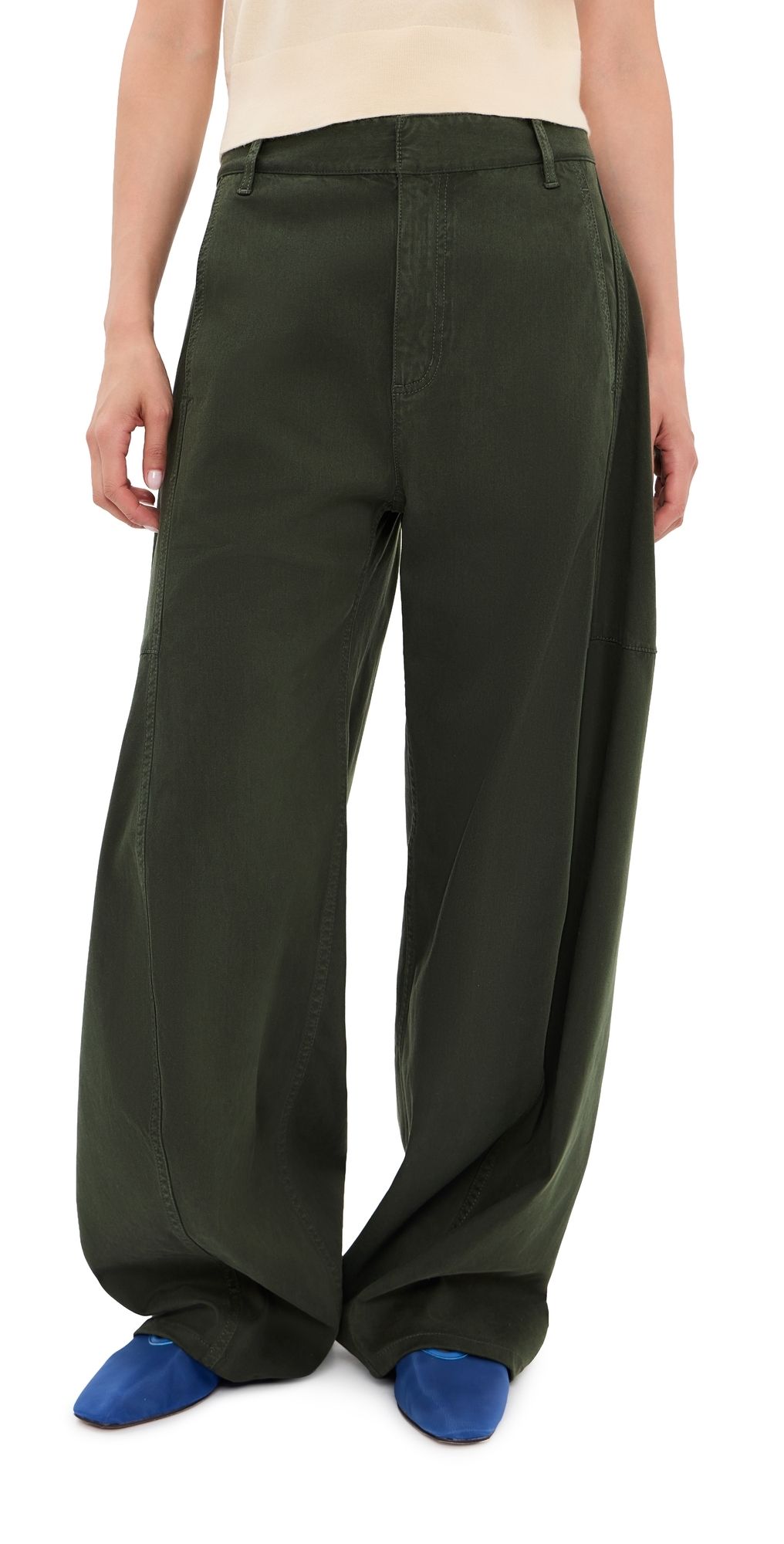 Tibi Reactive Garment Dyed Stretch Twill Sid Pants Army Green 26