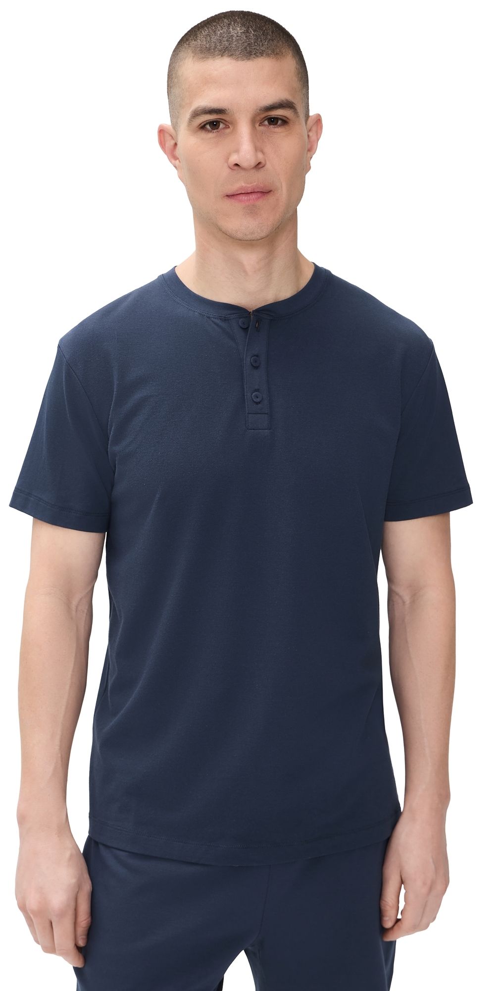 Lunya Slumberknit Henley Tee Deep Blue L