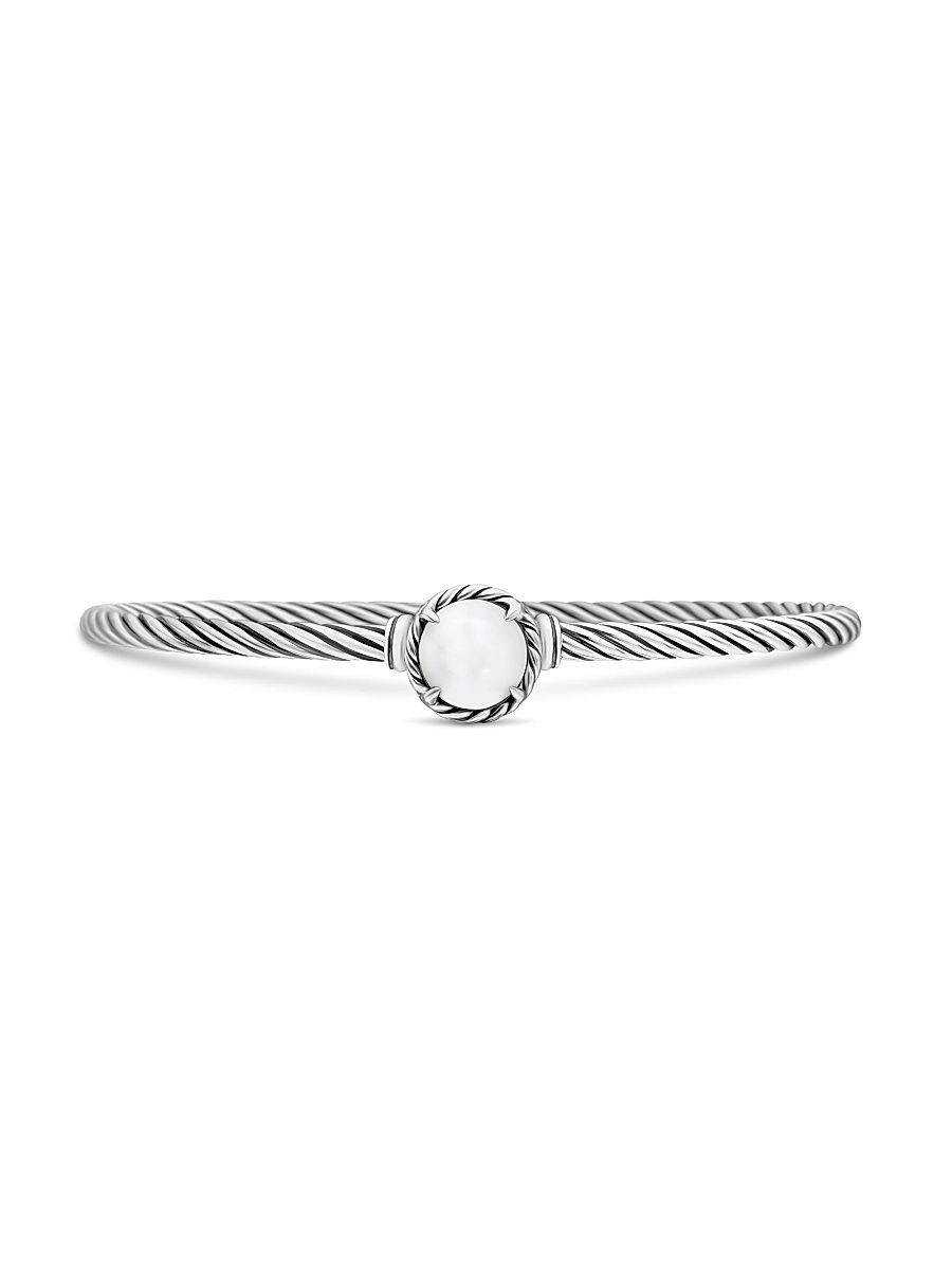 Women's Petite Chatelaine Bracelet in Sterling Silver - Pearl - Size Medium