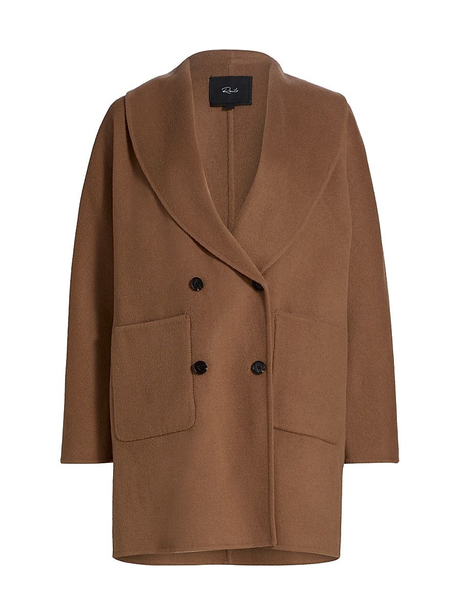 Women's Nily Wool-Blend Double-Breasted Coat - Camel - Size XL