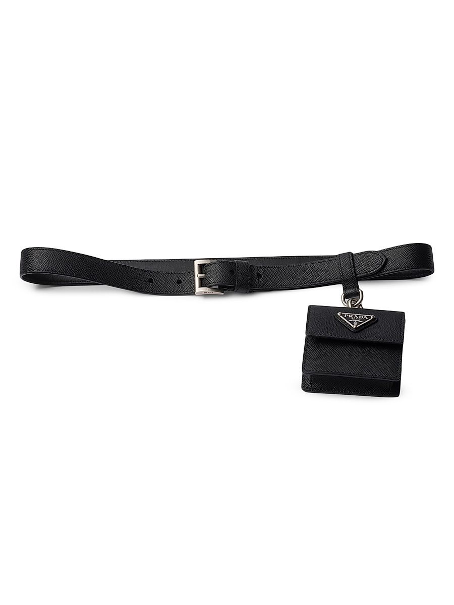 Women's Saffiano Leather Belt - Black - Size 38