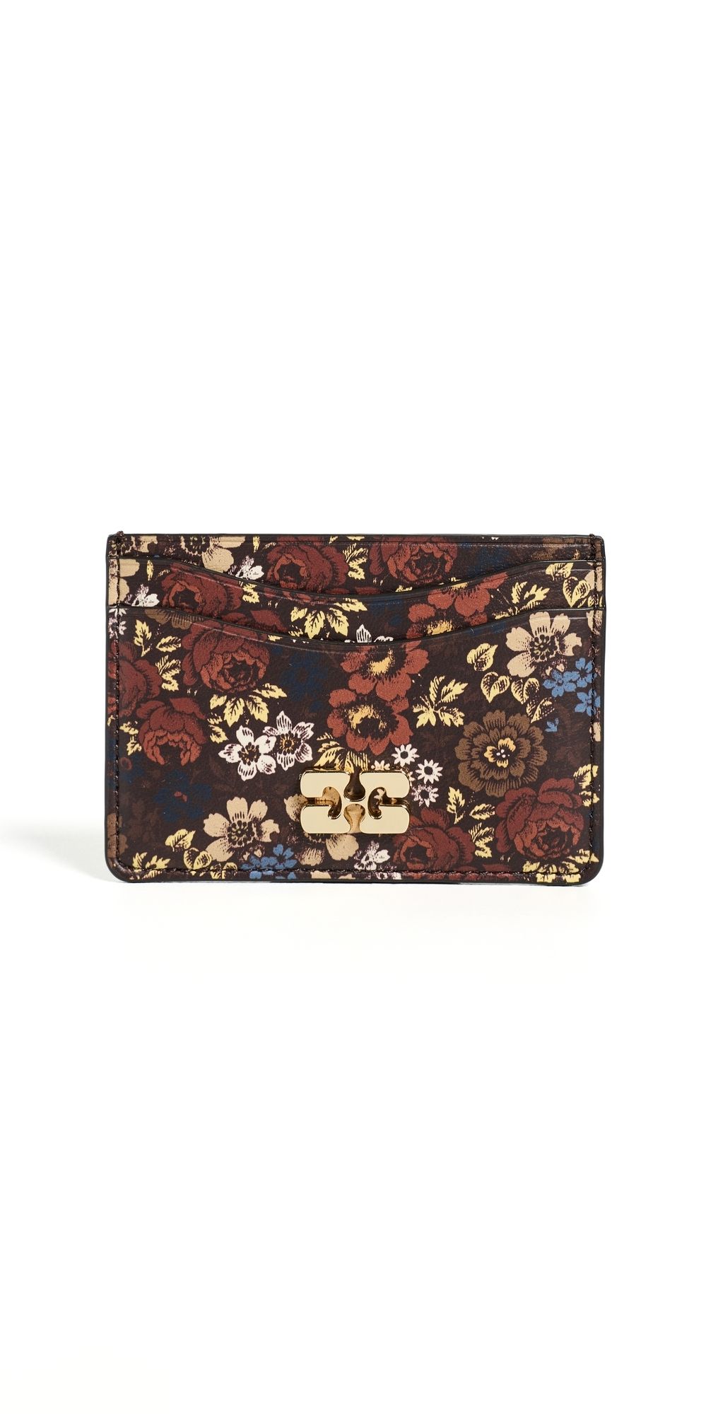GANNI Printed Bou Card Holder Chocolate Plum One Size