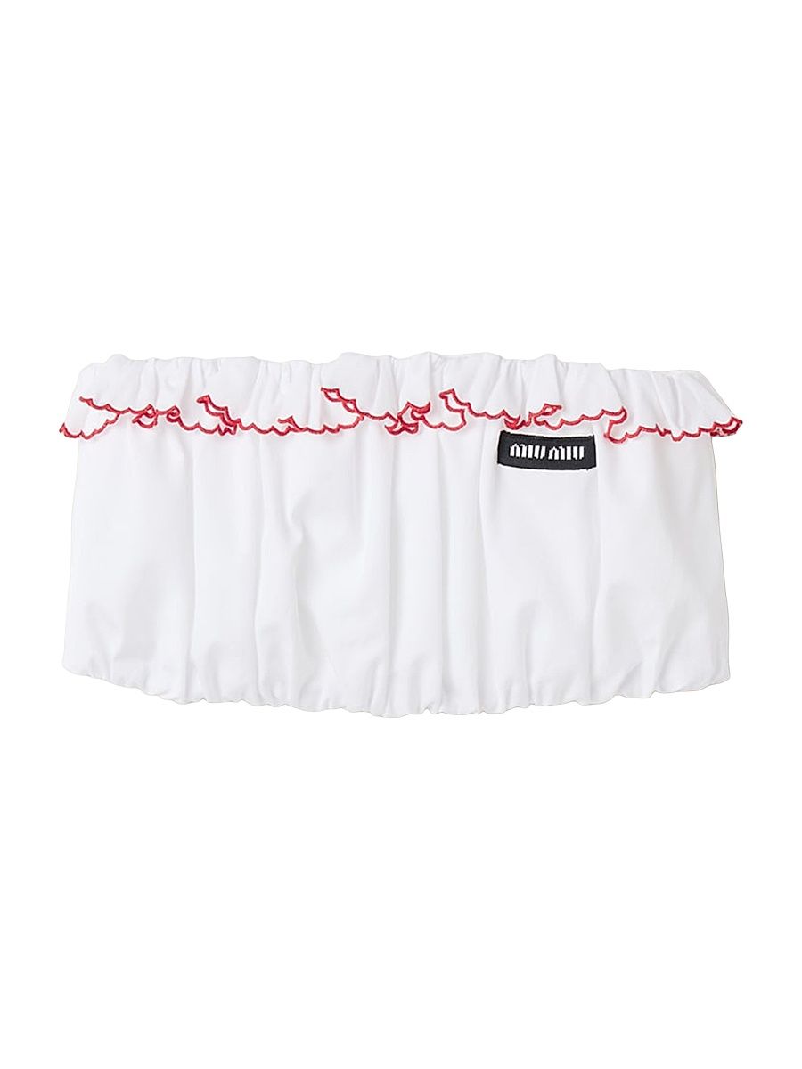 Women's Embroidered Poplin Bandeau Top - White - Size 6