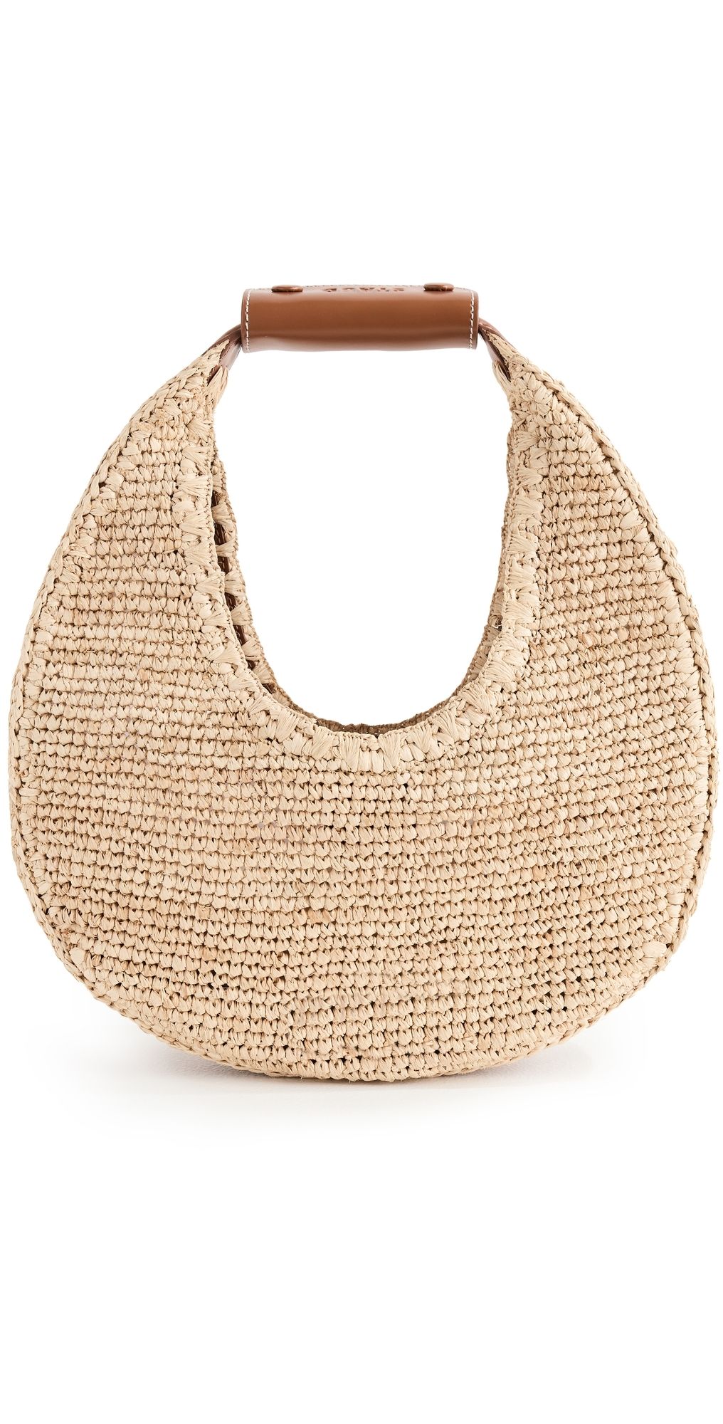 STAUD Moon Raffia Tote Bag Natural/Tan One Size