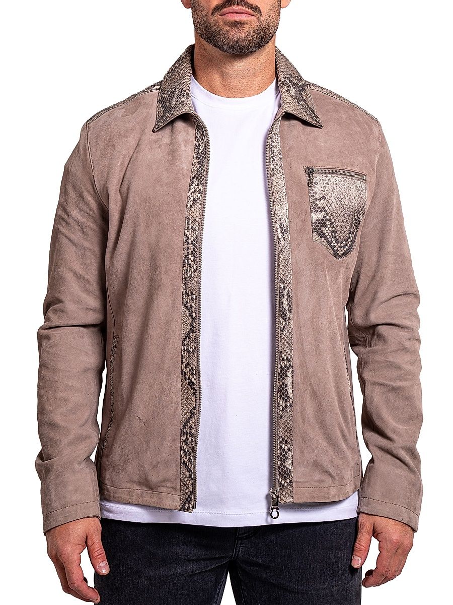 Men's Ascension Leather Jacket - Grey - Size XXL