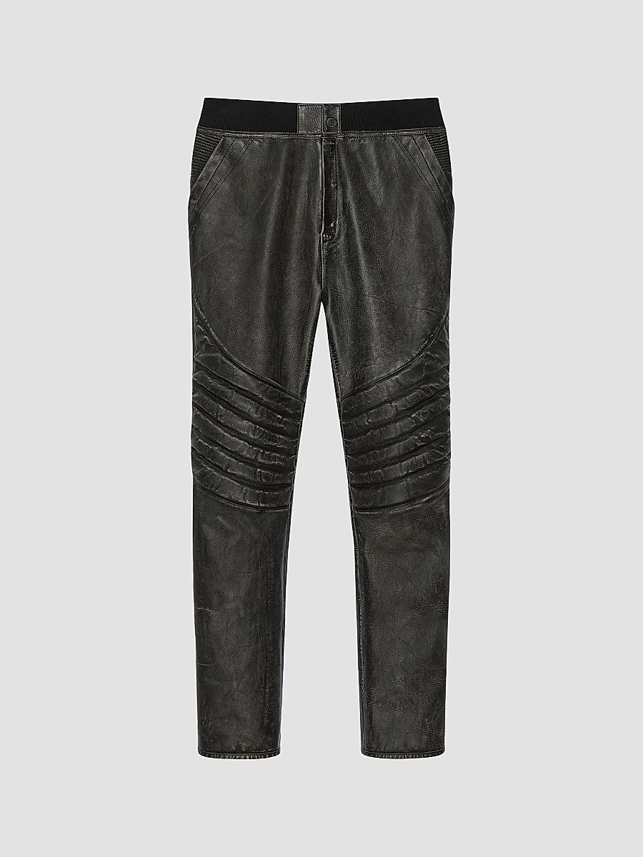 Givenchy Men's Slim Fit Biker Pants in Leather - Faded Black - Size 40