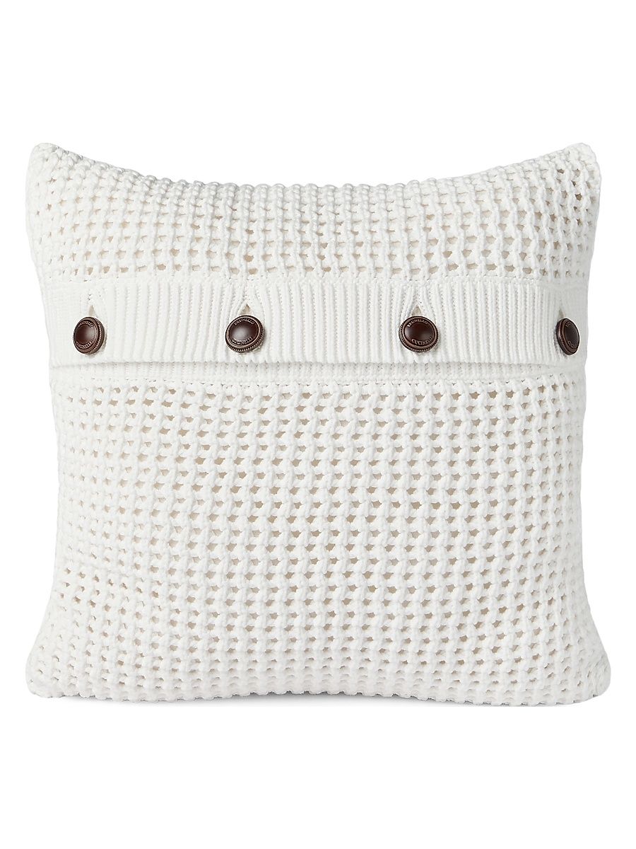 Cotton Feather Yarn Net Knit Cushion - Light Grey