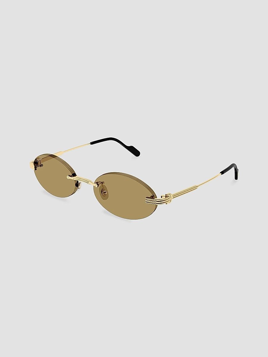 Cartier Women's Première de Cartier 53MM 24K-Gold-Plated Rimless Oval Sunglasses - Gold Light Brown