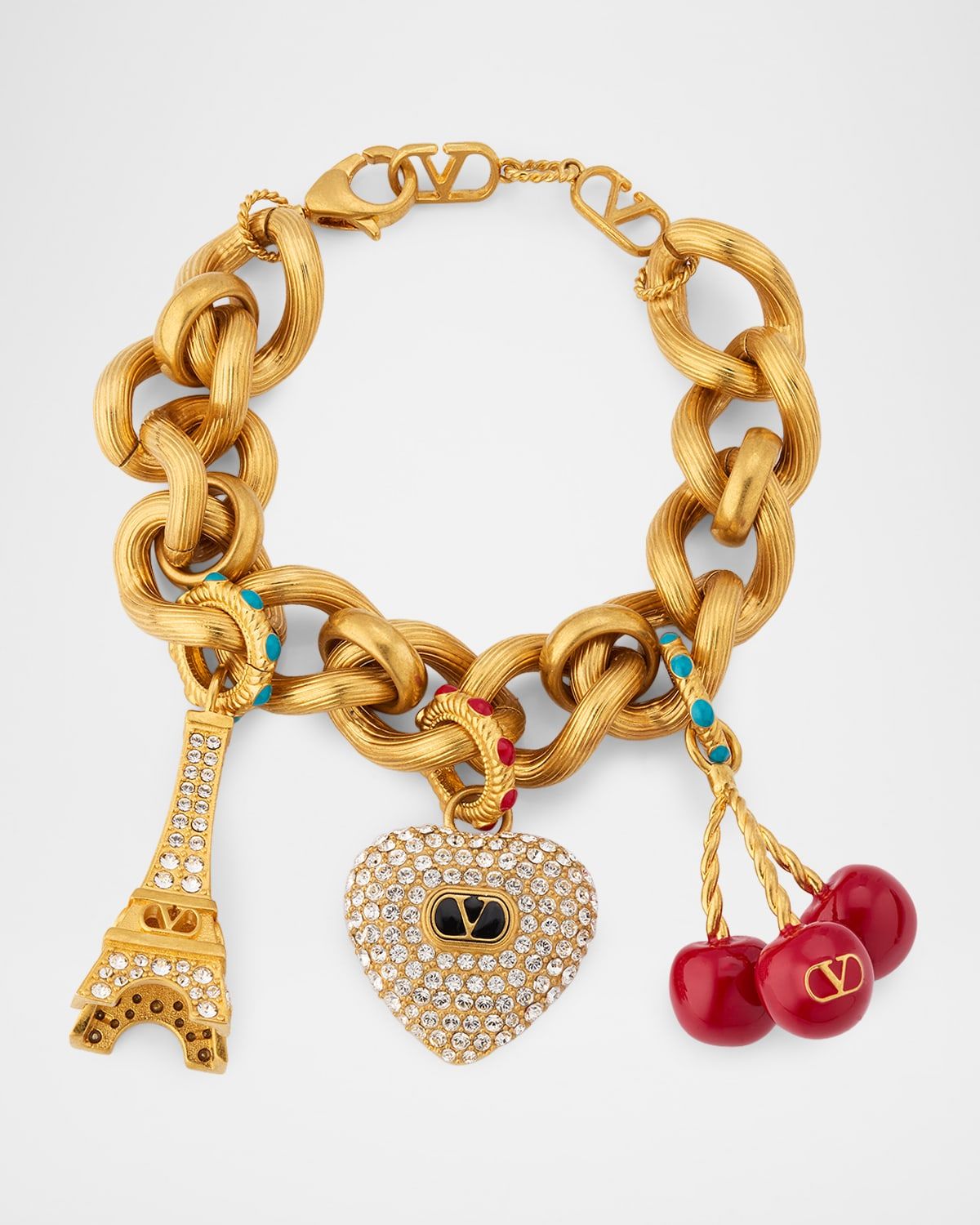 Chez Valentino Bracelet in Metal, Enamel and Swarovski Crystals