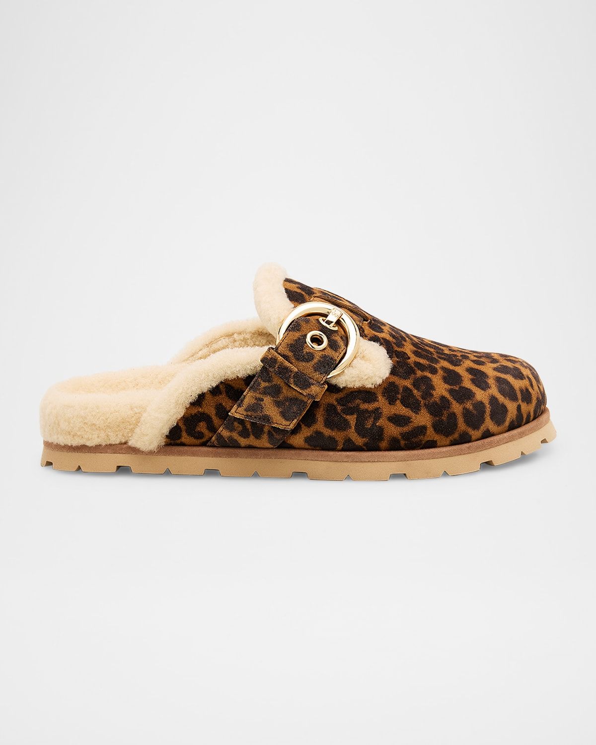 Chrystie Shearling-Lined Leopard Suede Mules