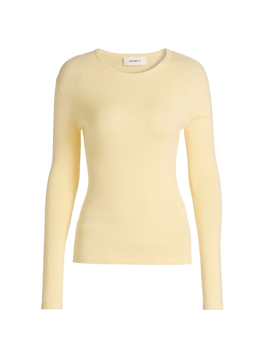 Women's Vivian Ribbed Cotton-Cashmere Top - Limone - Size Medium