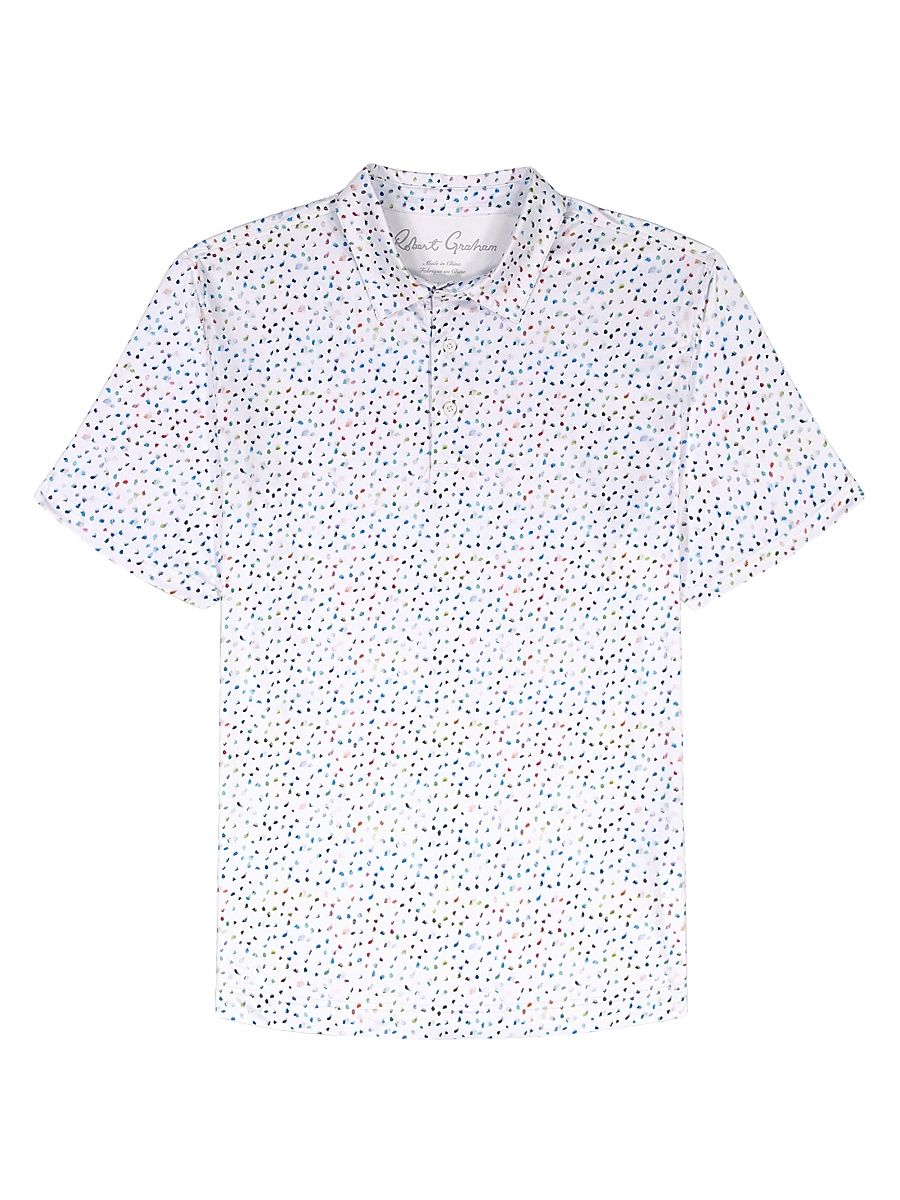 Men's Baybridge Dot-Print Polo Shirt - White - Size XXL