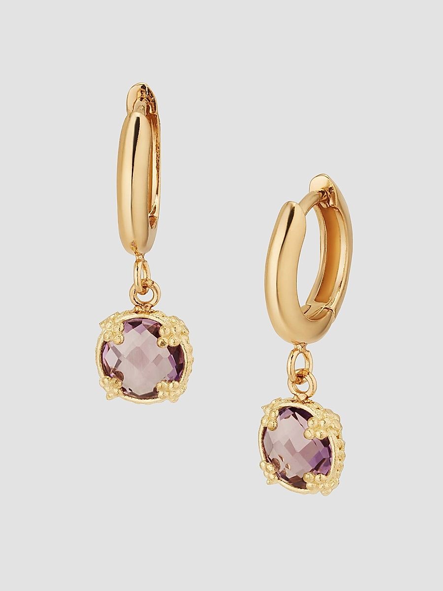 Women's 14K Yellow Gold Amethyst Antica Drop Earrings - Gold Purple