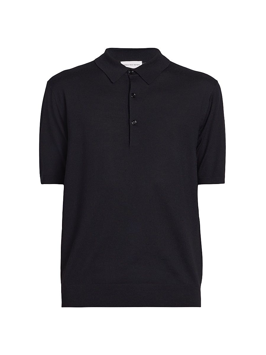 Men's Murice Cashmere Polo Shirt - Black - Size Large