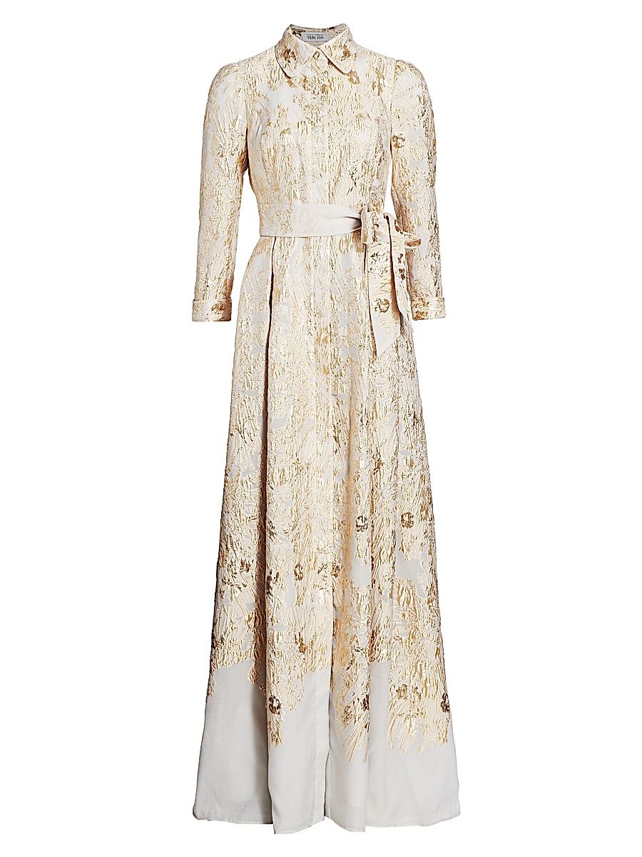 Women's Brocade Shirt Gown - Gold - Size 12