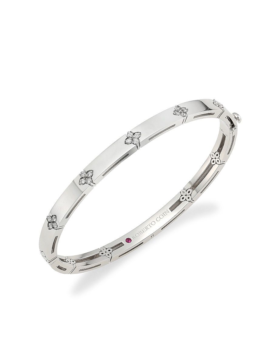 Women's Love In Verona 18K White Gold & Diamond Bangle Bracelet - White Gold - Size 7