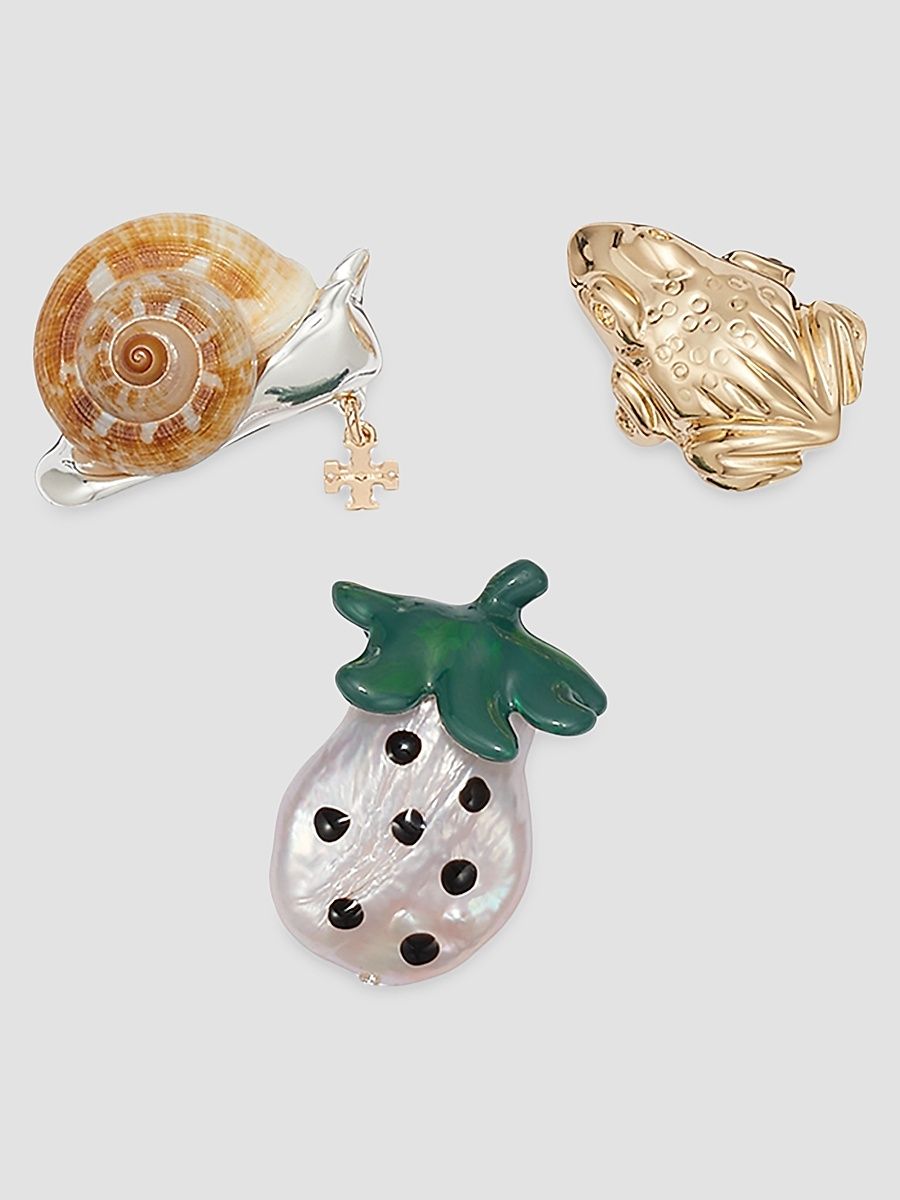 Women's Curiosity 3-Piece 18K-Gold-Plated & Mixed-Media Pin Set