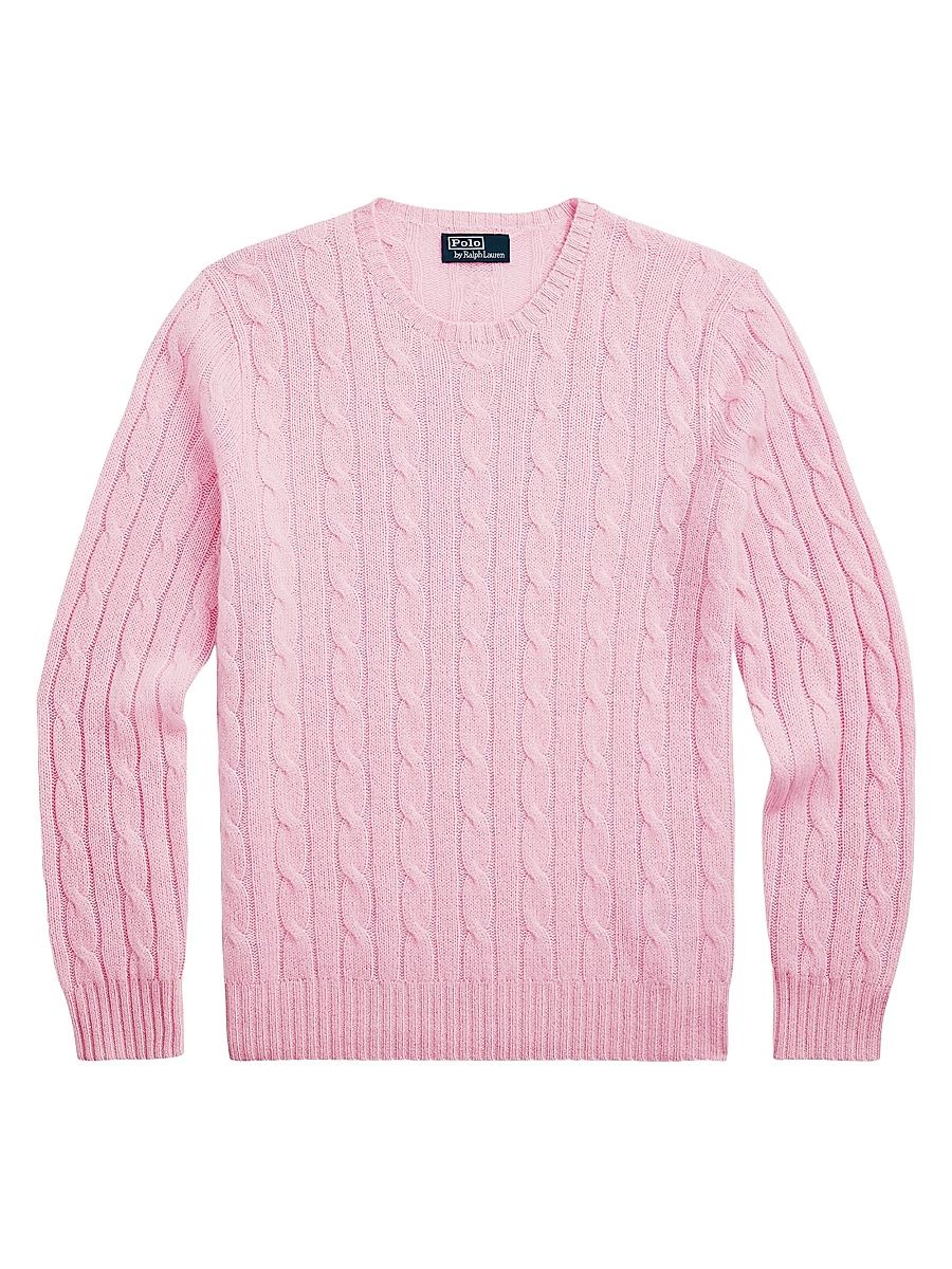 Men's Cashmere Cable-Knit Sweater - Dusty Pink - Size XXL