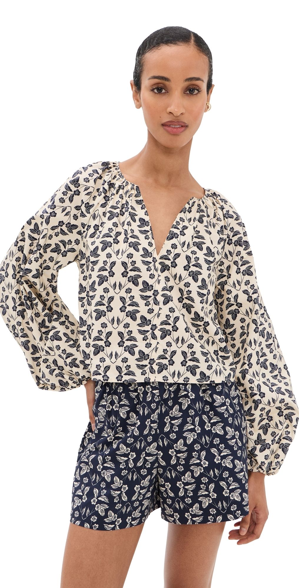 Tanya Taylor Adelina Top Cream/Maritime Blue Multi XL