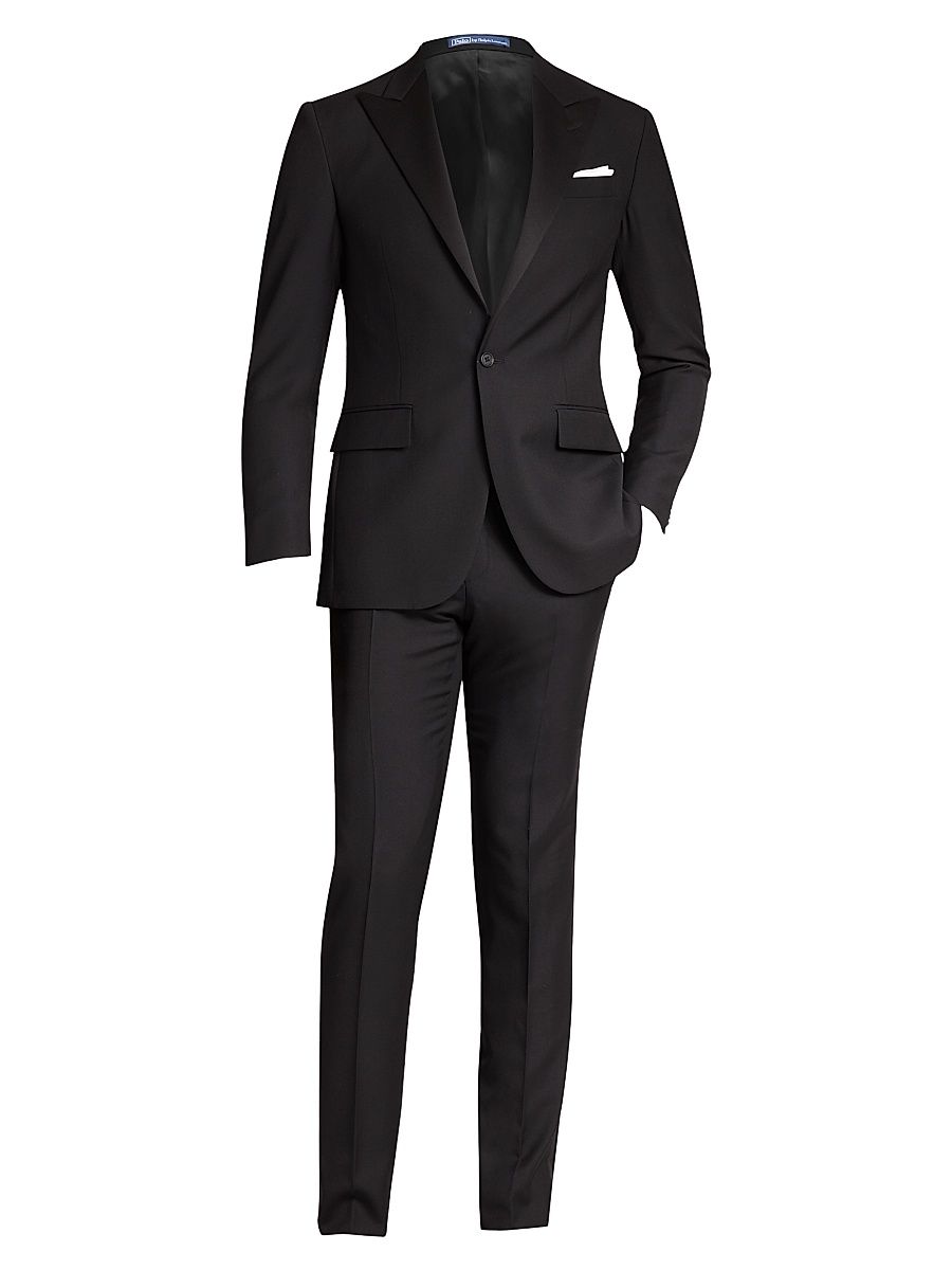 Men's Polo Peaked-Lapel Tuxedo - Black - Size 46