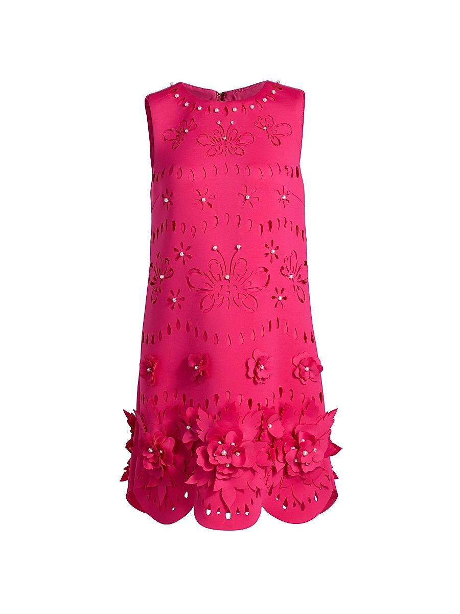 Women's Imitation Pearl-Embellished Floral Cut-Out Cocktail Dress - Pink - Size 16