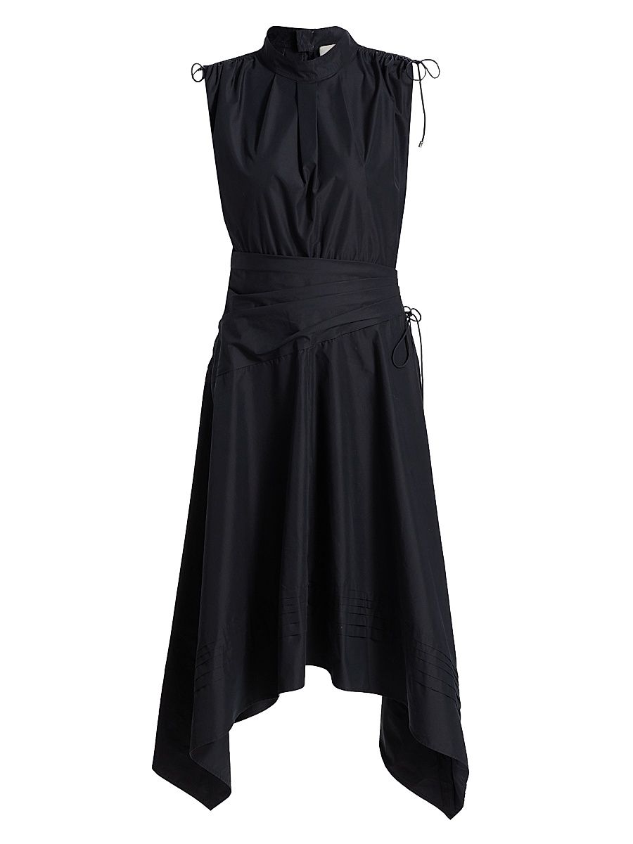 Women's Poplin Ruched Midi-Dress - Midnight - Size 12