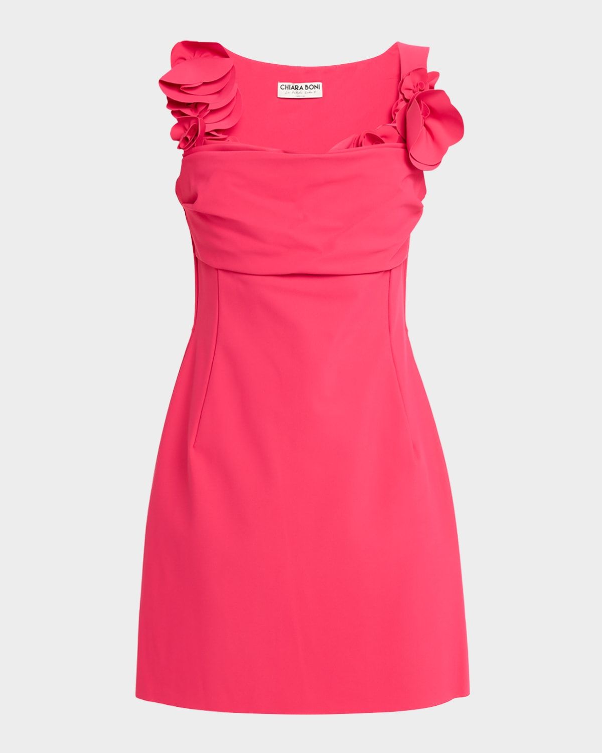 Dunca Floral Applique Square-Neck Mini Dress