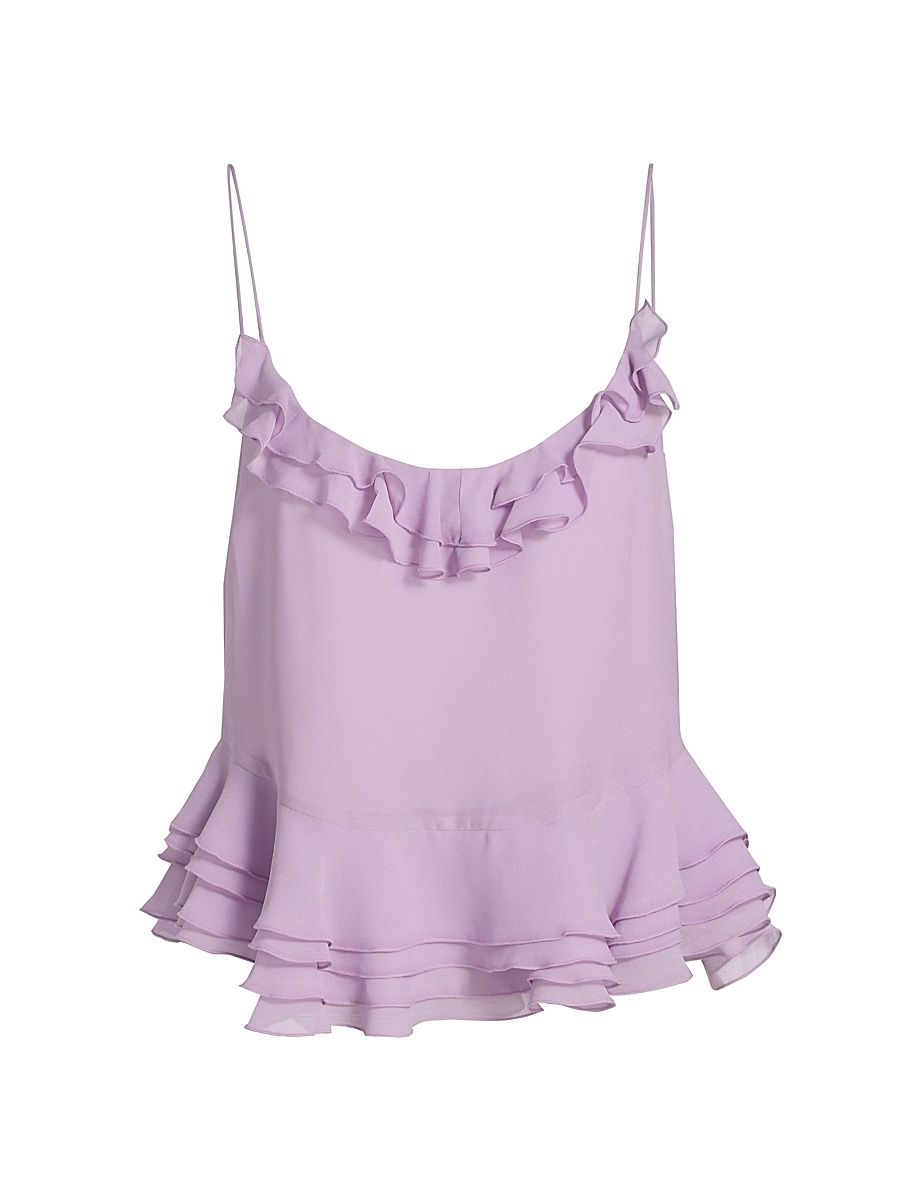 Women's Meritta Ruffled Chiffon Top - Hydrangea - Size XL