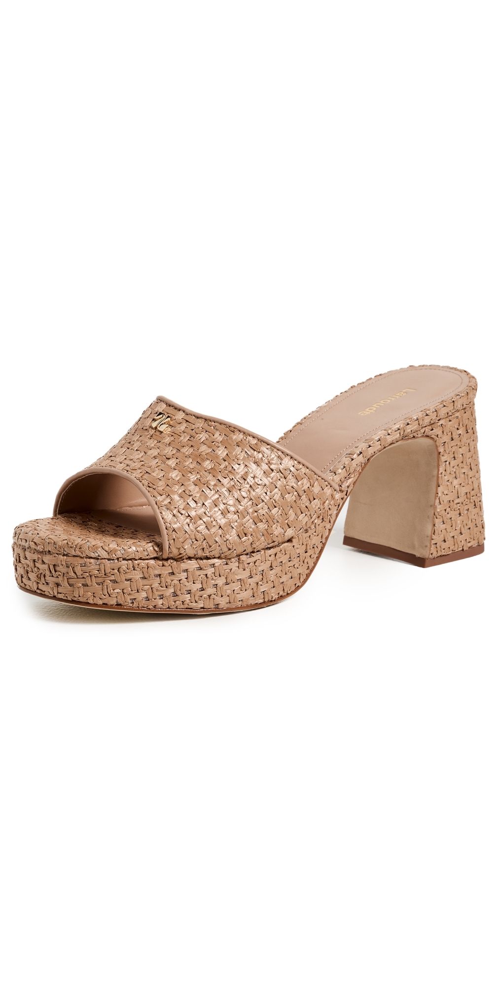 Larroudé Dolly Low Mules Natural and Beige Raffia 5