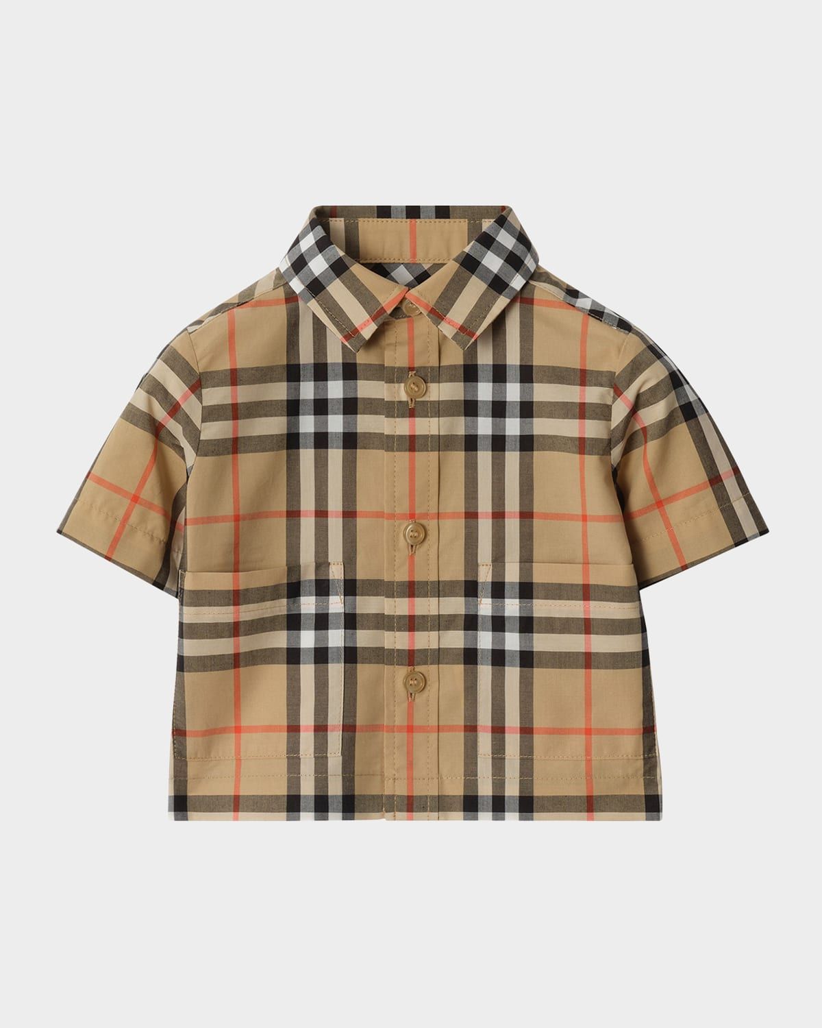 Boy & apos;s Check Cotton Shirt & Pants Set, Size 1M-18M