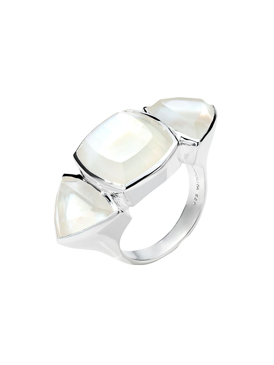 Women's Rock Candy Large Mixed-Cut Cushion & Trillion Sterling Silver & Doublet Ring - Rock Crystal - Size 7