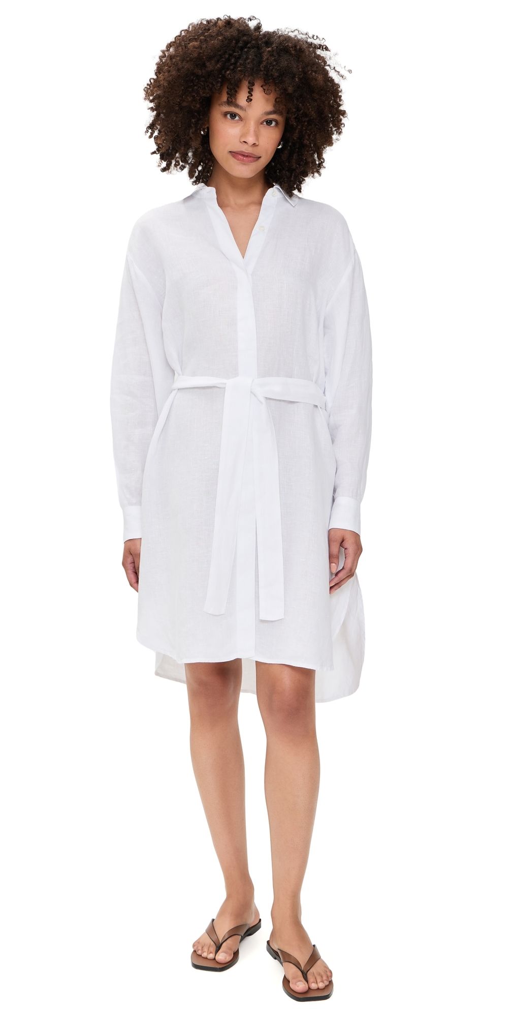 James Perse Stretch Linen Shirt Dress White 4