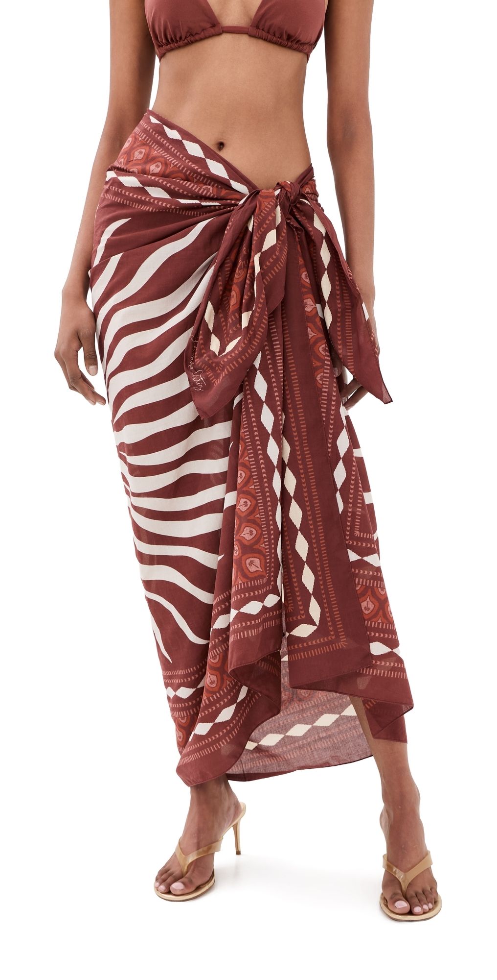 Johanna Ortiz Horizon Pareo Wine/Ecru/Rose One Size
