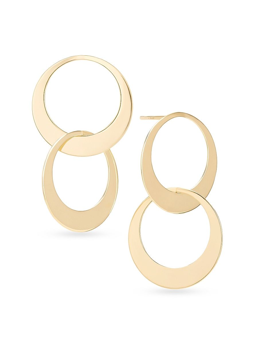 Women's 14K Yellow Gold Double Interlocking Circle Earrings - Yellowgold