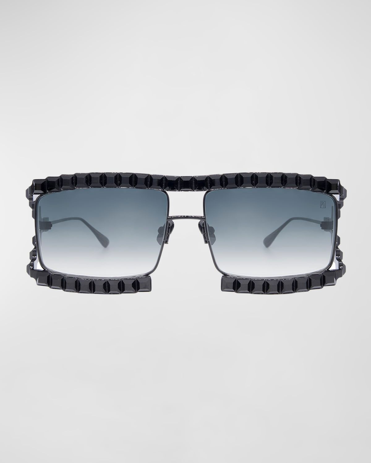 Crystal Boo Black Titanium Aviator Sunglasses