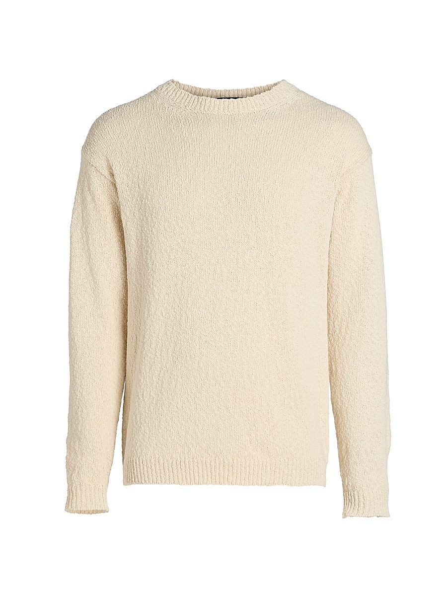 Men's COLLECTION Textured Cotton-Silk Knit Crewneck Sweater - Beige - Size Large