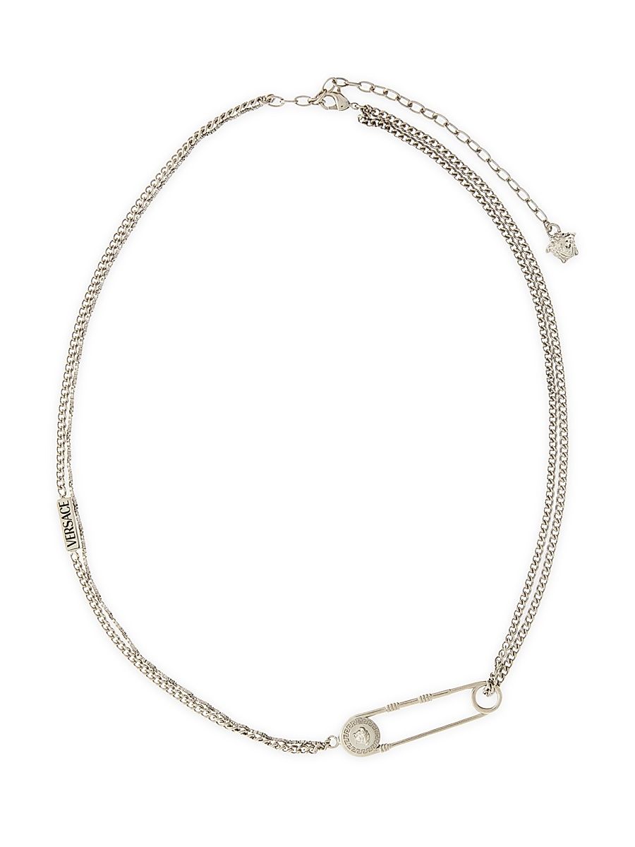 Women's Goldtone Or Silvertone Safety Pin Pendant Necklace - Palladium