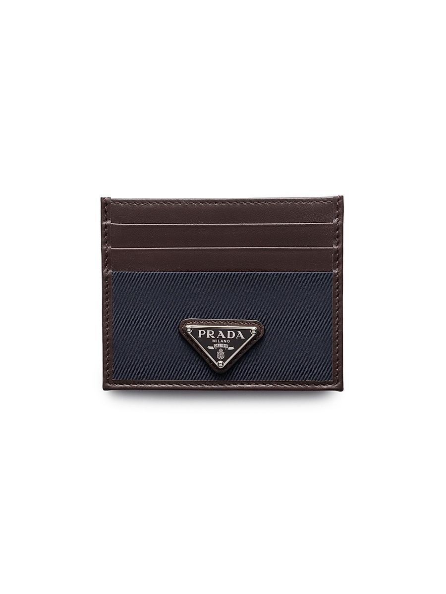Men's Re-Nylon and Leather Card Holder - Blue