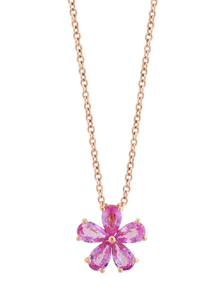 Women's 14K Rose Gold & Pink Sapphire Pendant Necklace - Rose Gold