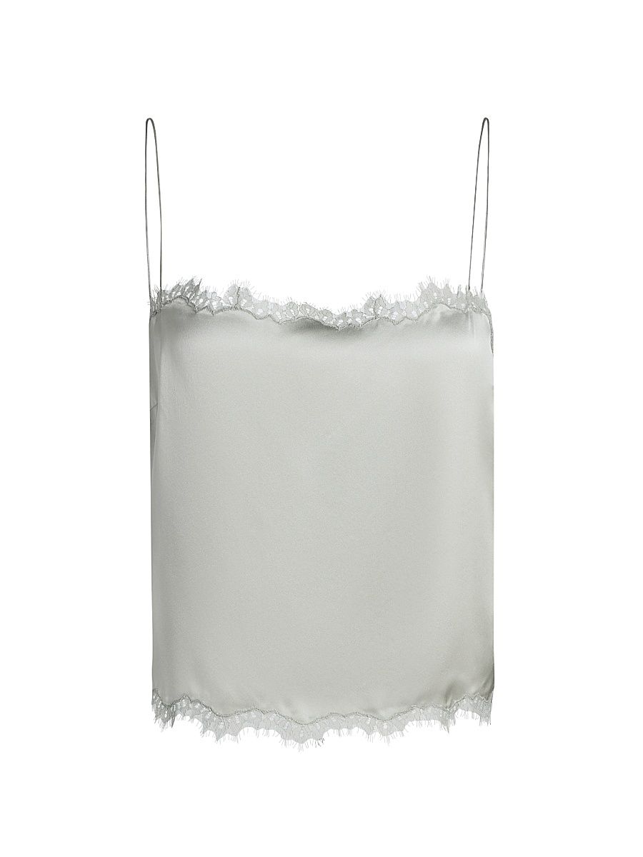 Women's Loure Lace-Trim Silk Camisole Top - Eucalyptus - Size XS