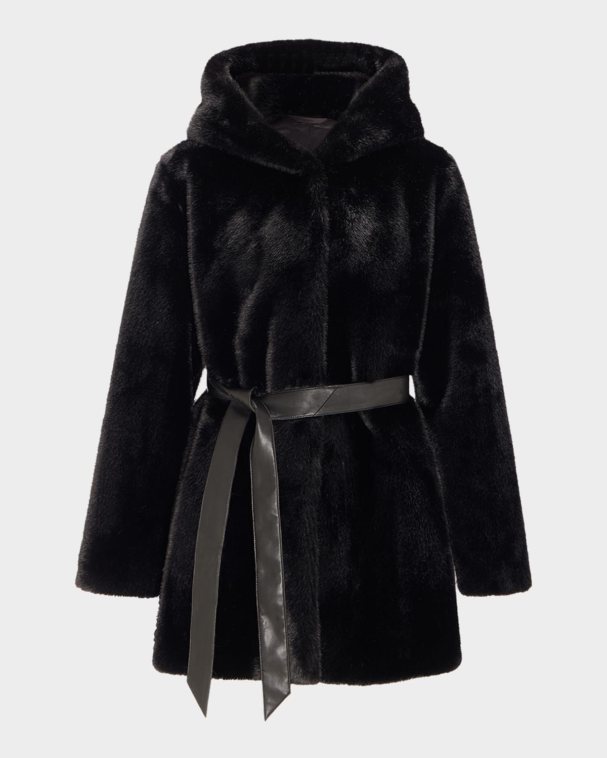 Fur-Free Faux Mink Hooded Coat