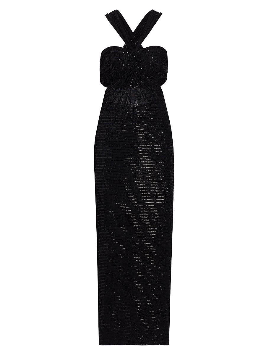 Women's Halterneck Cut-Out Dress - Black - Size XL