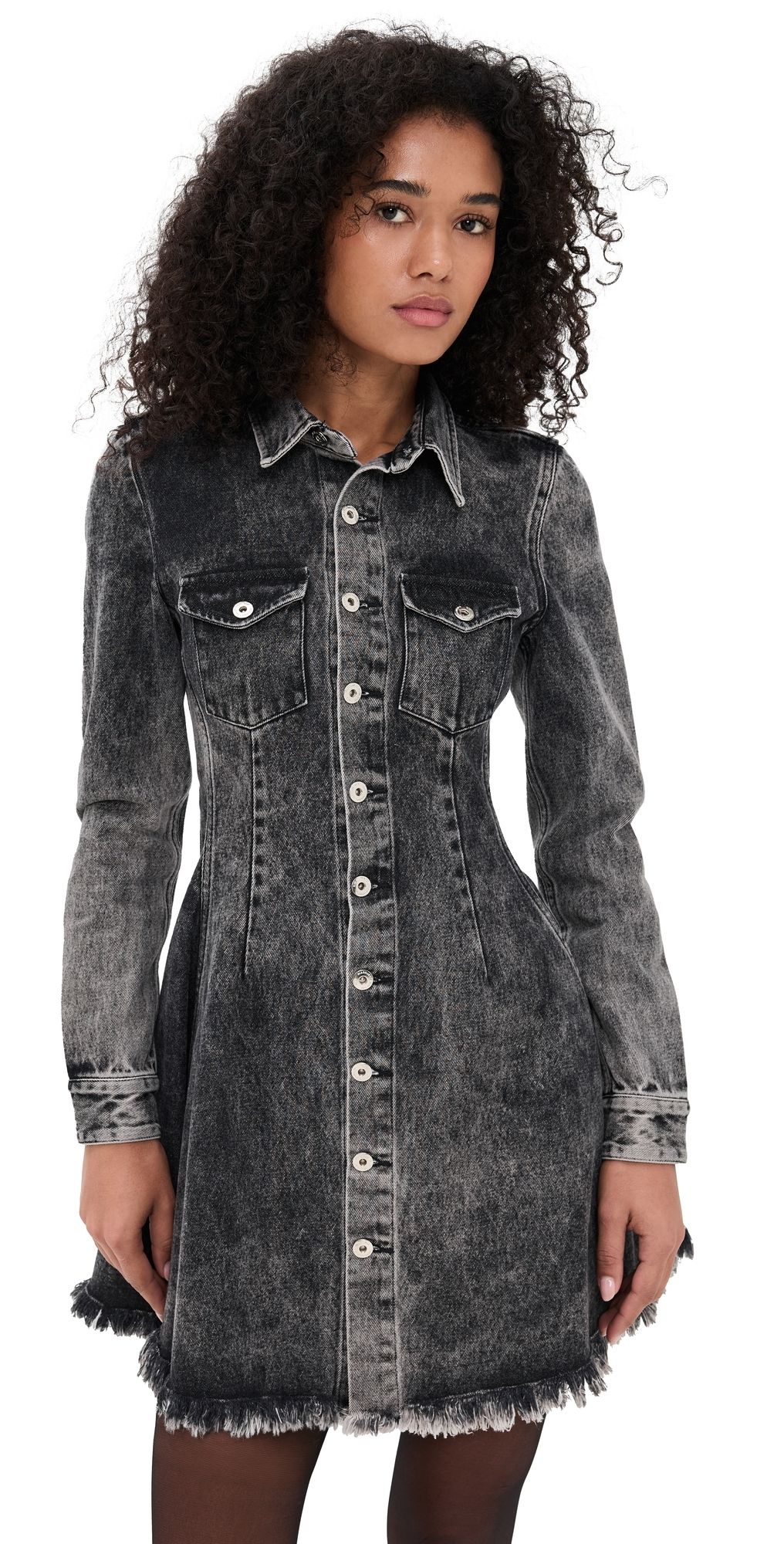 Marques'Almeida Grey Acid Wash Denim Dress Black Acid Wash 8