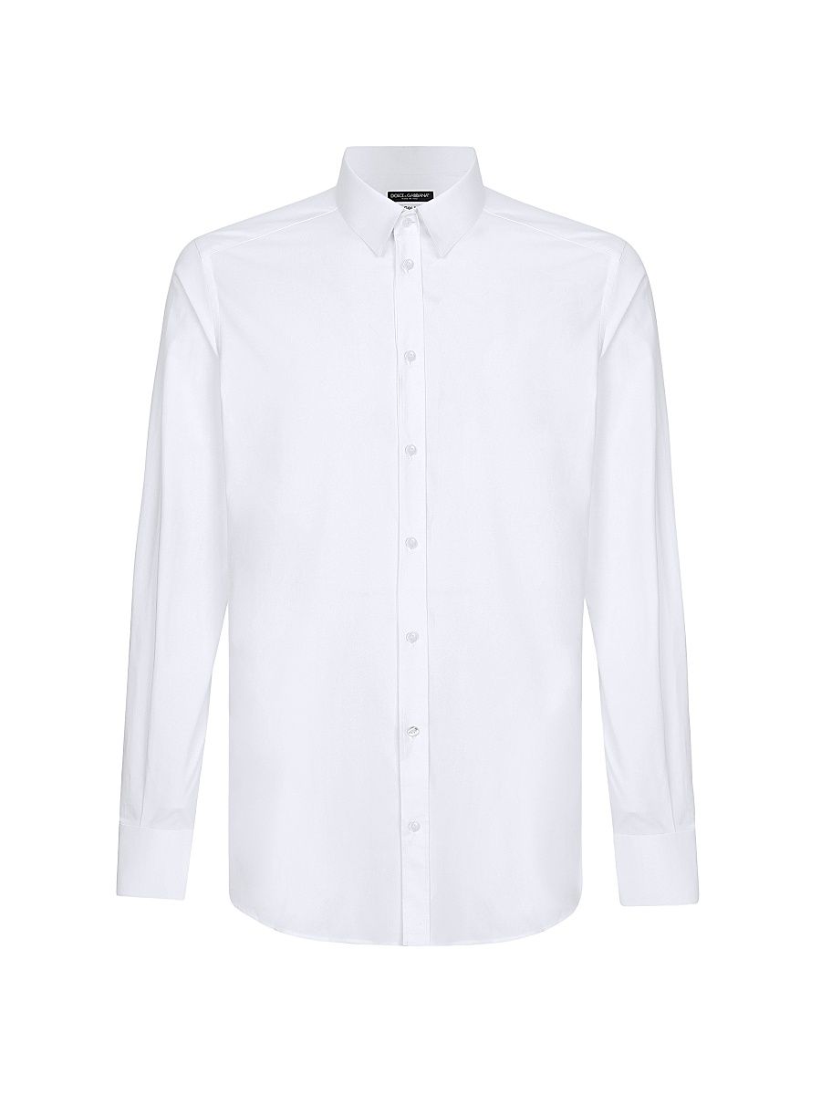 Men's Poplin Button-Front Shirt - Bianco Ottico - Size 17