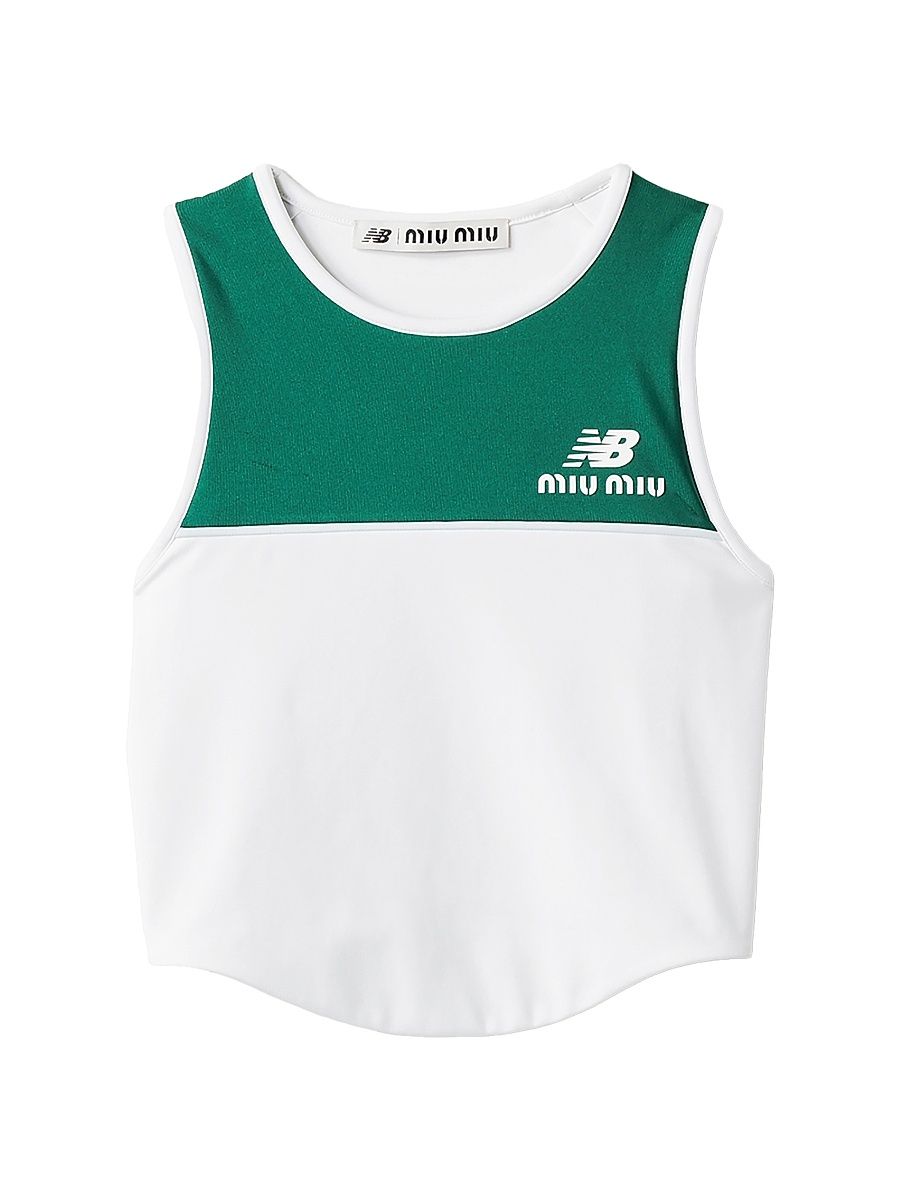 Women's New Balance X Miu Miu with Coco Gauff Stretch Technical Jersey Top - White Multi - Size XL